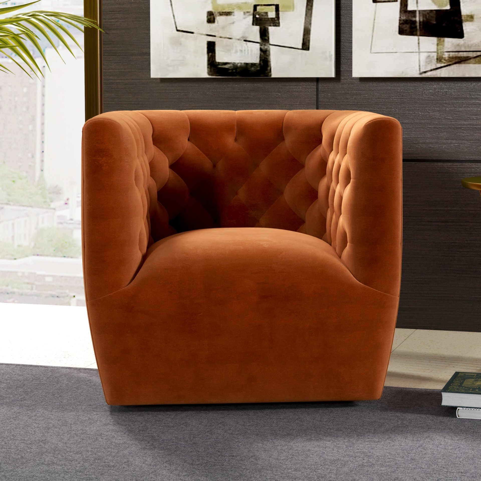 Delaney - Swivel Chair - Burnt Orange - Image 17