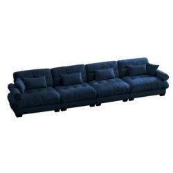 Super Comfort Oversized Modular Sectional Sofa Couch With Movable Ottoman And Bolstered Armrests - Blue