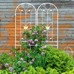 4 Pack Garden Metal Trellis Rustproof Trellis For Climbing Plants Outdoor Flower Support - Cream White