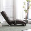 Ergonomic Linen Massage Chaise Lounge With Remote Control, Electric Massage Lounger With 5 Modes - Dark Gray - Image 7
