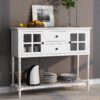 Hearth & Haven Stella - Buffet Storage Cabinet With Bottom Shelf - White - Image 2