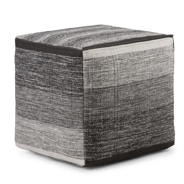 Naya - Cube Pouf - Patterned Gray Melange