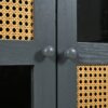 Retro Industrial Gray 4 Door Sideboard With Large Storage, Rattan And Glass Doors - Antique Dark Gray / Rattan - Image 9
