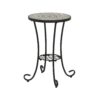 Ceramic Tile And Iron Patio Side Table With Shelf - Brown / Black - Image 7