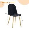 Luxury Simple Chair (Set of 4) Linen Cotton High Resilience Dining Chair With Metal en Legs - Black / Gold - Image 3