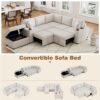 Sectional Sofa Convertible Pull Out Sofa Bed L - Shaped Sofa U - Shaped Sofa With A Movable Storage Ottoman For Living Room - Beige - Image 5