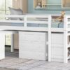 Full Loft Low Study Bed With Cabinet, Shelves And Rolling Portable Desk, Multiple Functions - White - Image 16