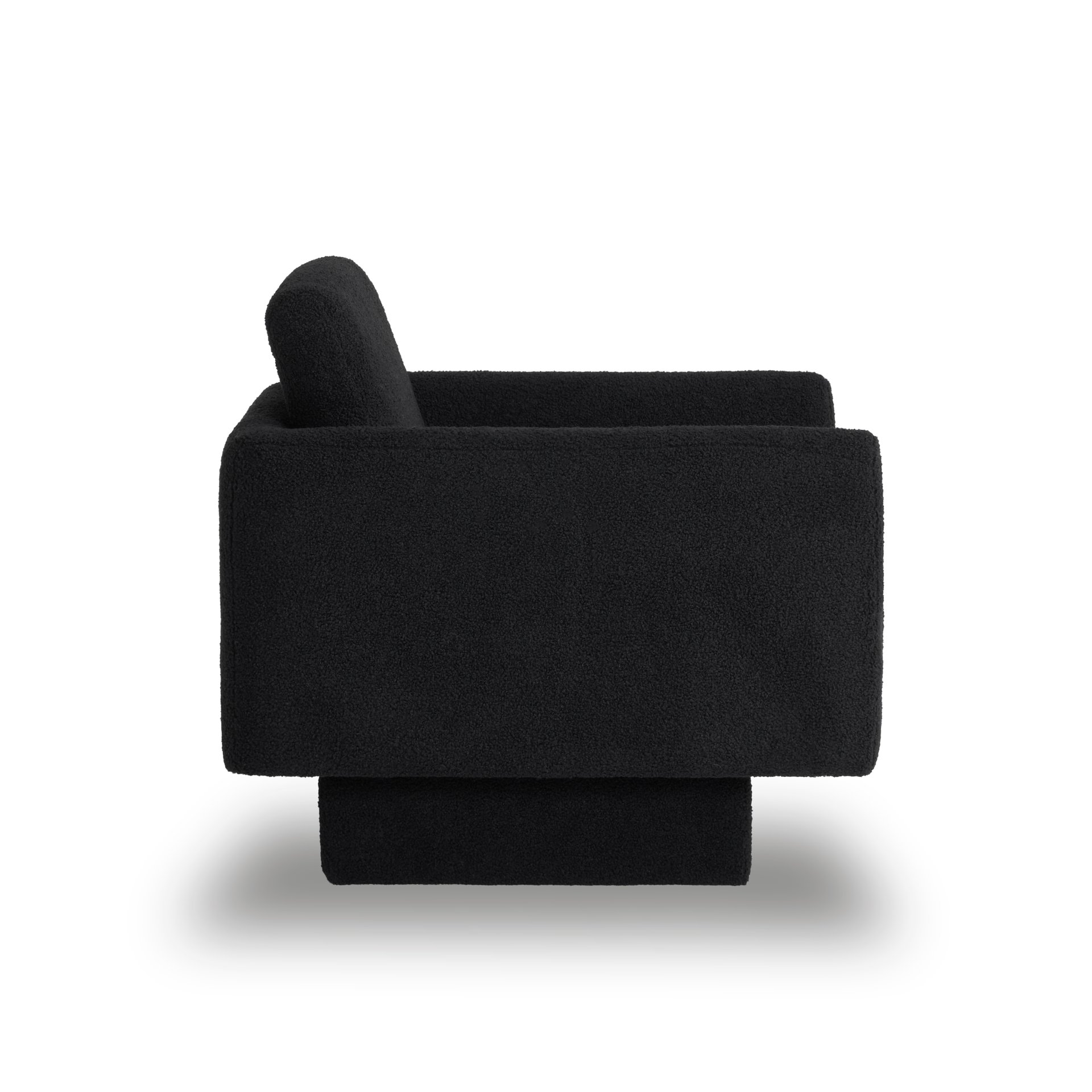 360° Modern Swivel Accent Chair Round Armchair, Thick Padded Single Lounge Sofa Upholstered Comfy - Black - Image 10