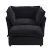 Modern Armchair Sofa Cozy Upholstered Sofa Chair With Movable Ottoman Chenille, Wide Seat & Curved Armrests - Black - Image 12