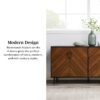 Mid-Century Modern Faux Bookmatch Door Buffet - Acorn / Solid Black - Image 6