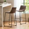Barstool With Upholstery And Foot Rail - Vintage Brown - Image 8