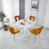 Modern Chair With Iron Tube Legs, Soft Cushions And Comfortable Backrest, Suitable For Dining Room, Living Room, Cafe, Hairball Back (Set of 2) - Orange / Gold - Image 5
