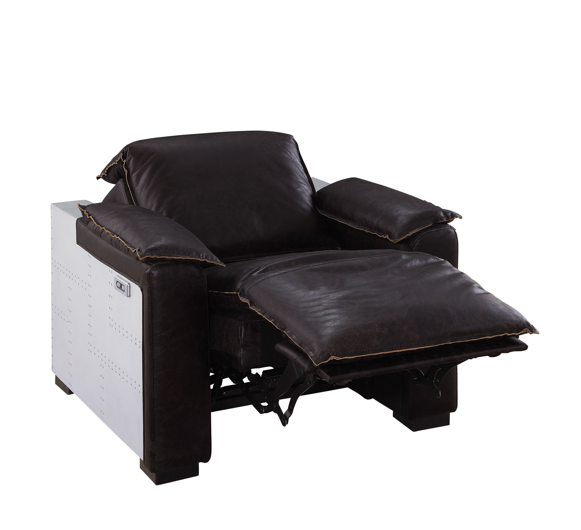 Misezon - Top Grain Leather Power Motion Recliner - Dark Brown - Image 13