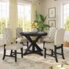 Functional Furniture Retro Style Dining Table Set With Extendable Table And 4 Upholstered Chairs For Dining Room And Living Room - Espresso - Image 6