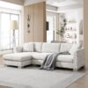 Modern Cloud Sectional Sofa L Shaped Luxury Couch Set With 2 Free Pillows 4 Seat With Oversized Chaise - Minsk Gray - Image 15