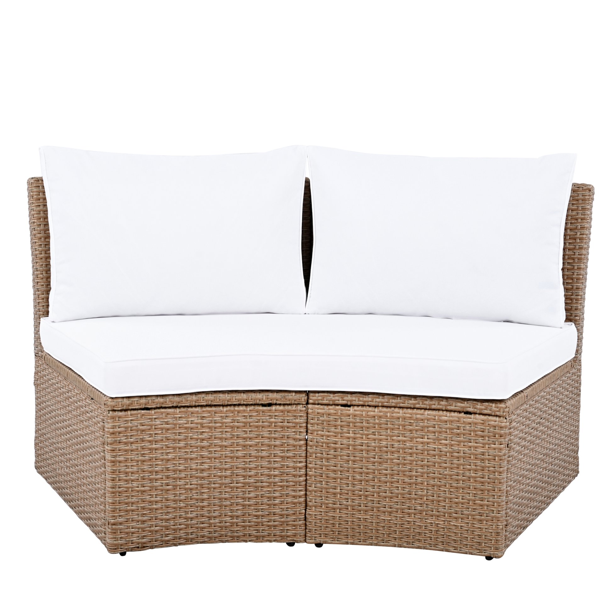 10 Piece Outdoor Sectional Half Round Patio Rattan Sofa Set, Wicker Conversation Furniture Set For Free Combination - White - Image 18
