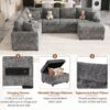 Sectional Sofa Pull-Out Sofa Bed Sleeper With A Storage Ottoman, Three Pillows And Charging Devices For Living Room - Gray - Image 7