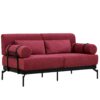 Modern Loveseat Sofa 59" Sofa Couch 2 Seater With USB Ports, Unique Cylindrical Armrests - Red - Image 10