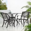 Luminea - Outdoor Aluminum Dining Chair With Scroll Design, Lattice Pattern And Cabriole Legs - Bronze - Image 9