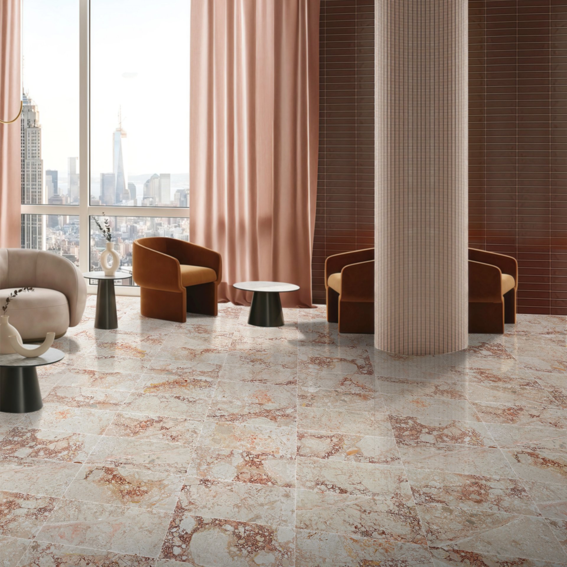 Diamond Polished Marble Tile For Wall And Floor Stone 12 X 24" - Pink - Image 2