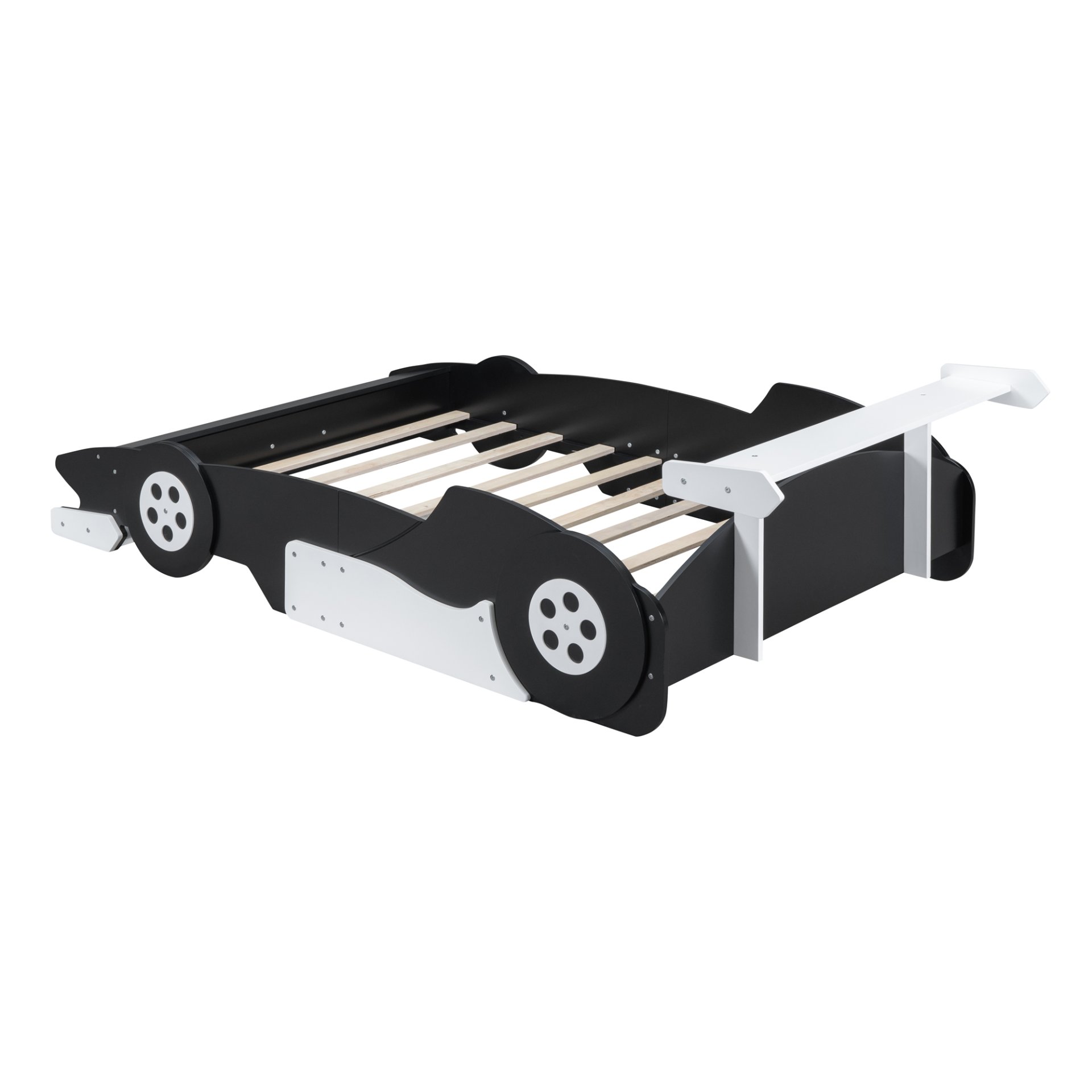 Full Size Race Car Shaped Platform Bed With Wheels - Black - Image 6