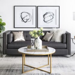 Modern Abstract Wall Art, Square Framed Wall Art (Set of 2) - Black