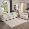 Mid Century Modern (Set of 2) Sofas With 3 Seater Sofa And Accent Chair - Beige - Image 14