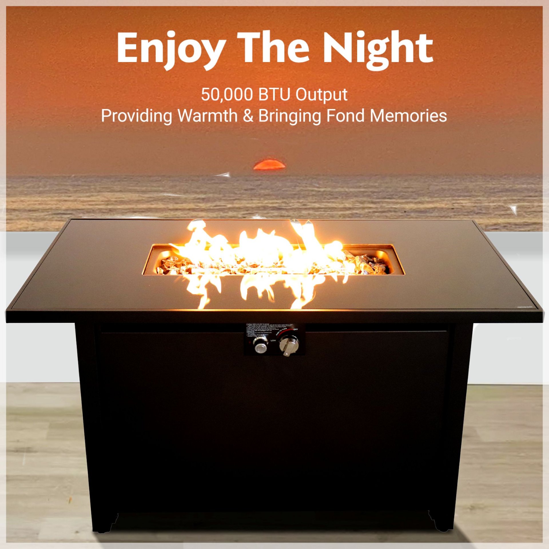Outdoor Fire Pit Table With Lid - Black - Image 2