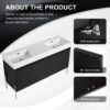 Deluxe 60" Freestanding Bathroom Vanity With Resin Double Sink - Dark Oak - Image 9