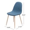 Mid Century Dining Chair (Set of 2) Fabric Upholstered Chair With Light Walnut ed Metal Legs - Muted Blue - Image 3