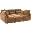 Modern Sectional Sofa Modular Sofa U Shaped Sofa Couch With Movable Ottoman, USB Ports, Phone Holder - Brown - Image 9