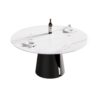 59.05" Modern Artificial Stone Round Carbon Steel Base Dining Table - White / Black - Image 10