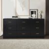 9 Drawer Dresser For Bedroom Ample Storage Wide Chest Of Drawers - Black - Image 2