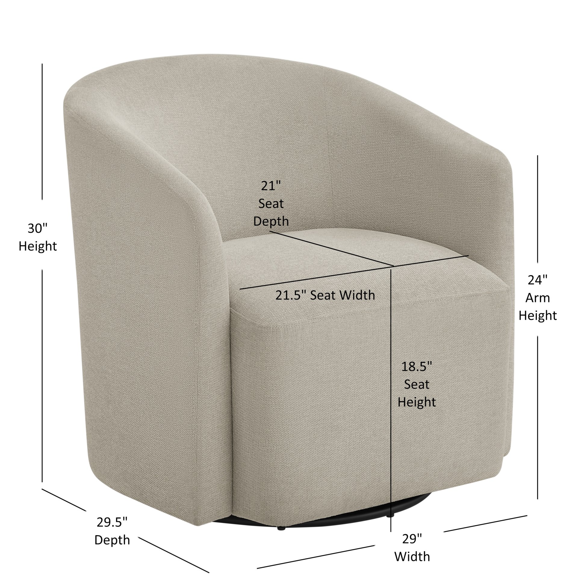 Ardena - Modern Sea Oat Swivel Barrel Chair - Beige - Image 3
