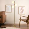 Brilliance - Modern Floor Lamp, Opal Shades And Round Base - Clear / Gold - Image 5