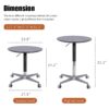 Movable Adjustable Coffee Table 360 Swivel Counter Bar Height Aluminum Star Base Movable For End Table Dining Room Home Kitchen Table - Black - Image 7