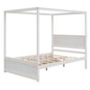 Full Size Canopy Platform Bed 2 Drawers With Support Slats, No Box Spring Needed - Brushed White - Image 4