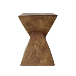Flamboyant Outdoor Side Table With Twisted Hourglass Shape - Natural