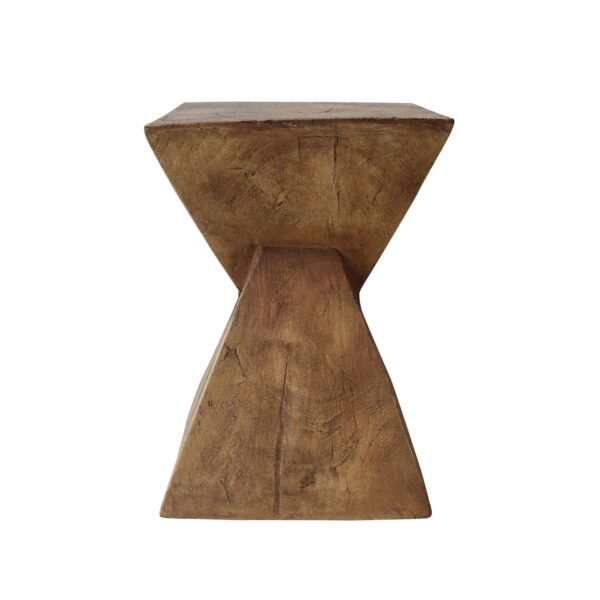 Flamboyant Outdoor Side Table With Twisted Hourglass Shape - Natural