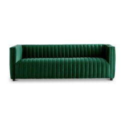 Dominic - Channel Tufted Velvet Sofa - Dark Green