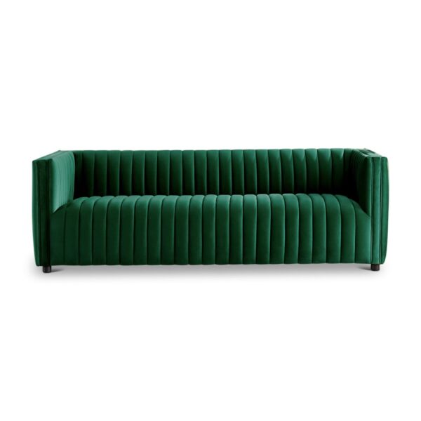 Dominic - Channel Tufted Velvet Sofa - Dark Green