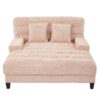 Chaise Bed Lounge Sofa Chair With Adjustable Backrest And LED Light Strip - Pink - Image 7