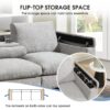 Sectional With Bluetooth Speaker Comfy Cloud Couch Set With Drop Down Table Cup Holders, USB Charger Storage Armrest Wide Seat Sofa - Gray - Image 20