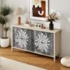 Sideboard Buffet Cabinet, Storage Cabinet With Storage, Modern Storage Cabinet With 4 Doors & Adjustable Shelves For Living Room, Dining Room, Kitchen And Entryway - Black / Natural - Image 2