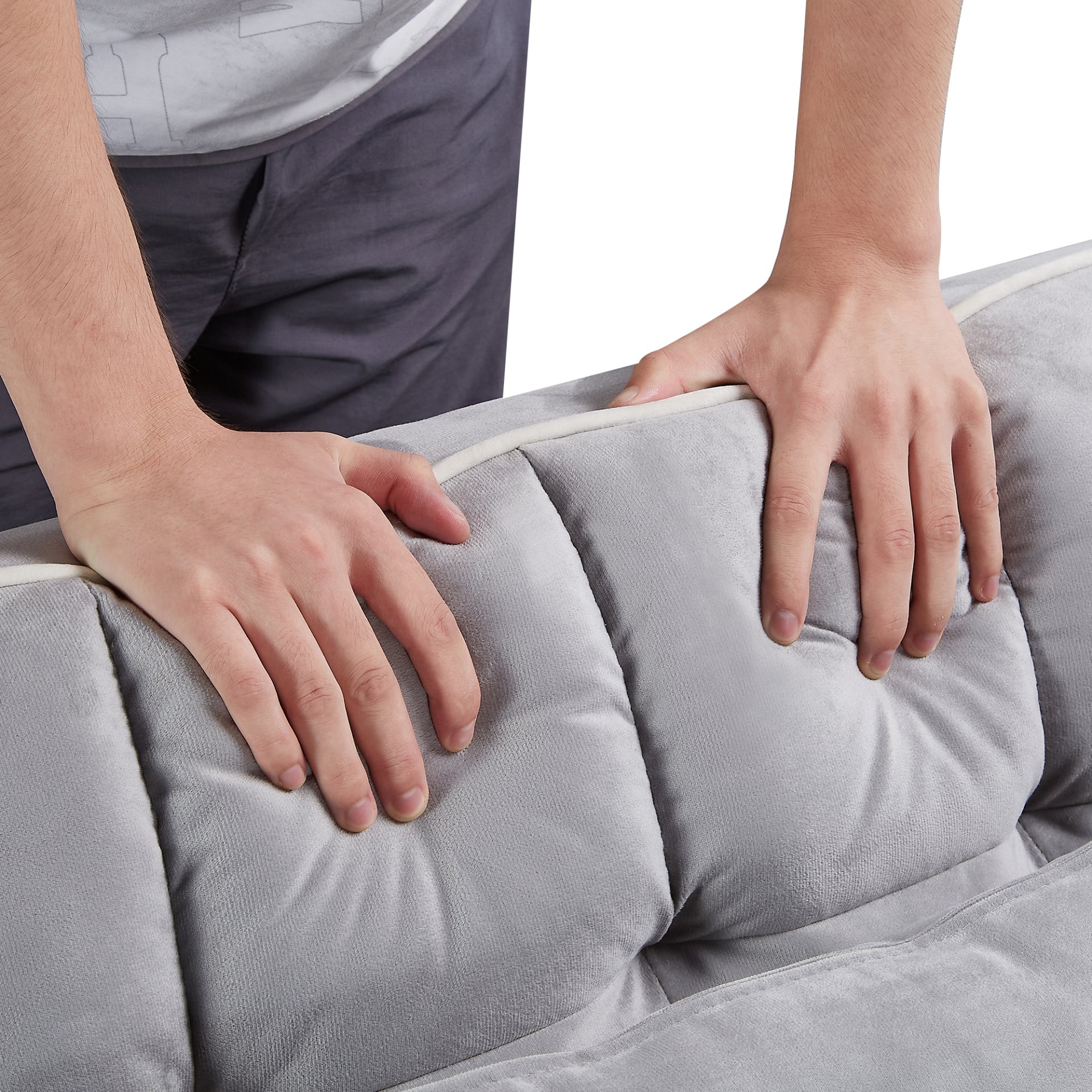 Convertible Sleeper Chair Sofa Bed Adjustable Pull Out Sleeper Chair Bed Multi-Pockets Folding Sofa Bed For Living Room Bedroom Small Space, 3 In 1 Sofa Bed - Gray - Image 9