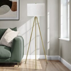 Lighting, Floor Lamp, Brass Metal, Contemporary - Ivory