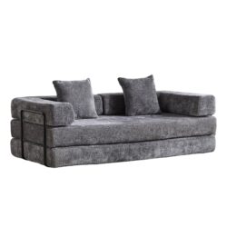 Floor Couch, Compression Sofa, Convertible Floor Sofa Bed & Pillow Back Support Armrest - Dark Gray