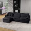 Modular Sectional Sofa Oversized Deep Seat L Shaped Couch Set With Movable Ottoman - Black - Image 19