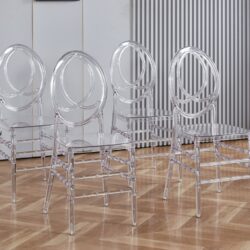 Dining Chair, Plastic Seat, Welding Chair (Set of 4) - Transparent