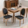 French Style Solid Wood Frame Antique Painting, Hand-Pulled Buckle Decoration Artificial Leather Dining Chair With Nailhead Trim, Wood Legs - Black - Image 14